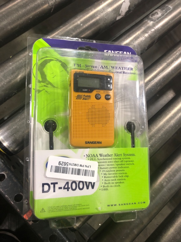 Photo 2 of Sangean DT-400W Weather Alert Pocket Radio, AM/FM, Yellow