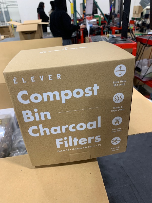 Photo 2 of 12 Charcoal Filters for 1.3 Galion Indoor Compost Bin Kitchen Odorless with Lid for Composting Food Waste Bucket for Counters, Stainless Steel Kitchen Compost Bin Countertop Trash Can Scrap Container