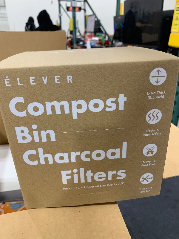 Photo 2 of 12 Charcoal Filters for 1.3 Galion Indoor Compost Bin Kitchen Odorless with Lid for Composting Food Waste Bucket for Counters, Stainless Steel Kitchen Compost Bin Countertop Trash Can Scrap Container