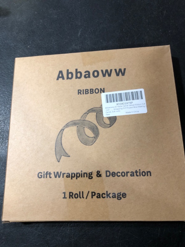 Photo 2 of Abbaoww 25 Yards Camel Velvet Ribbon 5/8 Inch Single Face Velvet Ribbon for Christmas Wreath Decoration Gift Wrapping DIY Project Bow Making (Camel, 5/8 Inch)