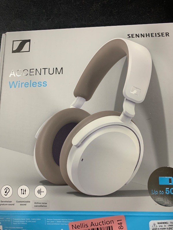 Photo 3 of Sennheiser ACCENTUM Wireless Bluetooth Headphones - 50-Hour Battery Life, Audio, Hybrid Noise Cancelling (ANC), All-Day Comfort and Clear Voice Pick-up for Calls, White