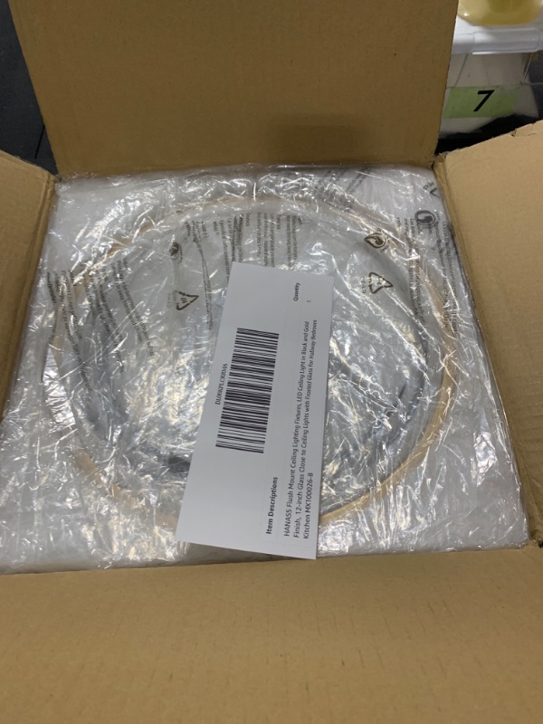 Photo 1 of HANASS Flush Mount Ceiling Lighting Fixtures, LED Ceiling Light in Black and Gold Finish, 12-inch Glass Close to Ceiling Lights with Frosted Glass for Hallway Bedroom Kitchen MX100026-B