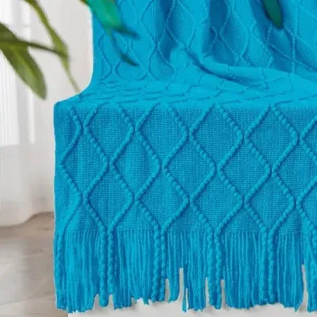 Photo 1 of Inhand Bedding | Inhand Knitted Throw Blankets For Couch And Bed, Turquoise Blue, 60"X80"