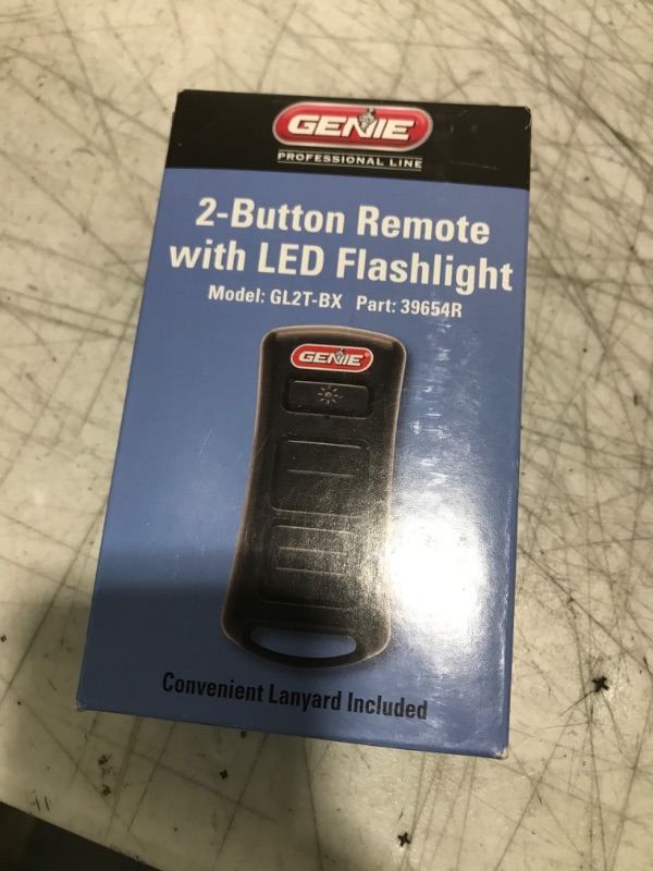 Photo 2 of Genie, GL2T-BX 2-Button Garage Door remote Opener W/LED FLASHLIGHT W/ Lanyard, Similar size like the 3-Button Model G3T-R remote (Newest Remote Control)