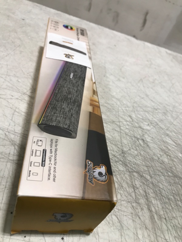 Photo 1 of SOULION R100 Bluetooth Computer Speakers with Dynamic LED Light, USB Plug & Play PC Speakers with Switch Button, Clearly Sound Soundbar for Desktop Laptop Monitor(USB-C to USB Adapter Included)