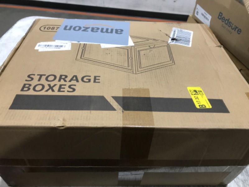 Photo 1 of Attelite X-Large Clear Shoe Boxes Stackable Plastic Shoe Organizer,Thicken & Sturdy Shoe Storage Box with Magnetic Door, Drop Front Shoe Box For Display Sneakers(9 Pack, Clear White)