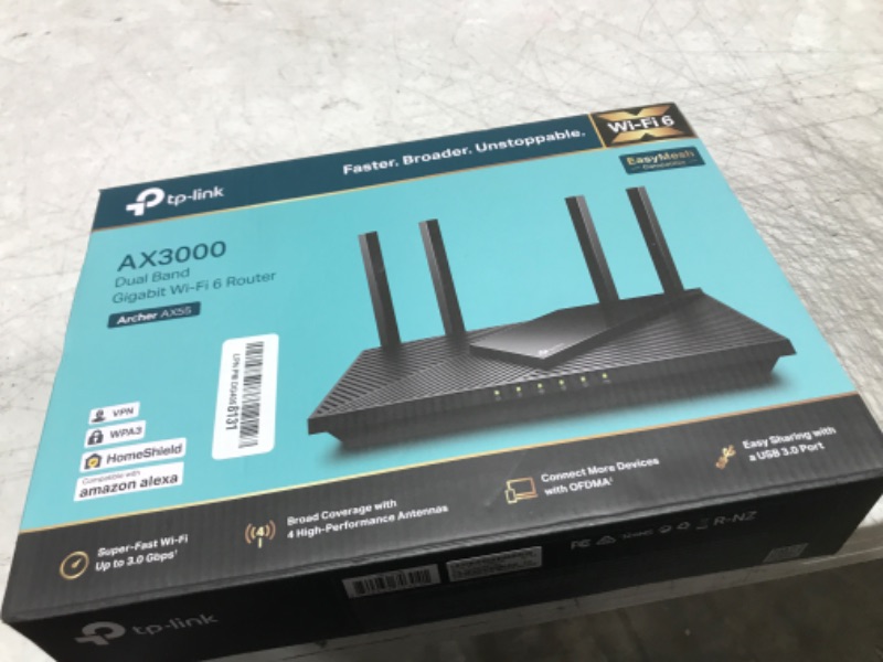 Photo 3 of TP-Link AX3000 WiFi 6 Router – 802.11ax Wireless Router, Gigabit, Dual Band Internet Router, VPN Router, OneMesh Compatible (Archer AX55)