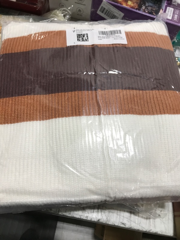 Photo 1 of EVALESS Sweaters for Women Plus Size Striped Colorblock Long Sleeve Off Shoulder Pullover Tops Oversized Half Zip V Neck Sweater Brown XX-Large