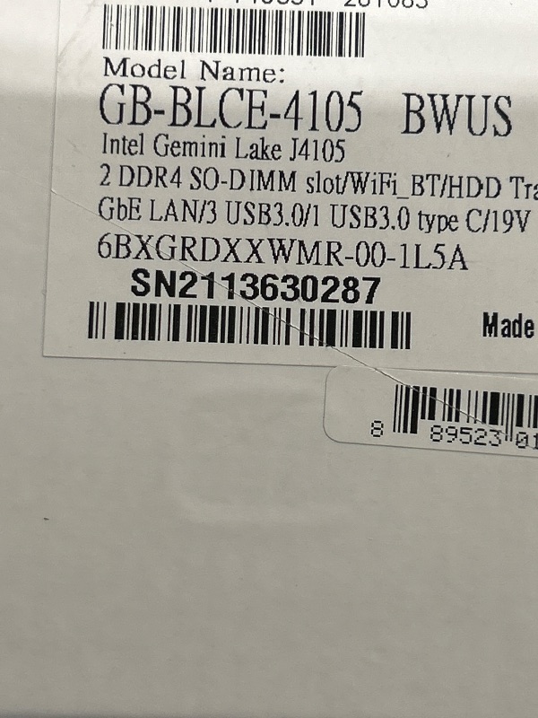 Photo 1 of GIGABYTE Ultra Compact Mini PC/Intel UHD Graphics 600/ M.2 SSD/HDMI (2.0A)/ DP1.2A Component- GB-BLCE-4105