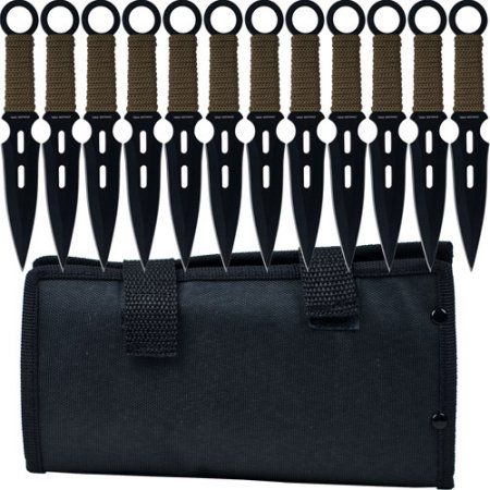 Photo 1 of **SOLD FOR PARTS**Trademark Global Trademark Whetstone 12 Piece Cutlery S-Force Kunai Knife Set, Nylon | Quill
