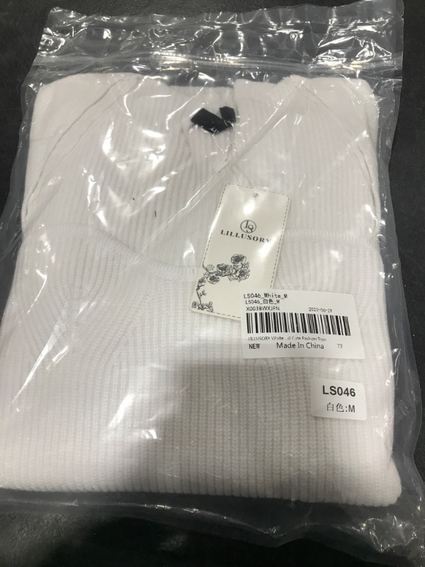 Photo 1 of LILLUSORY Long Sleeve Spring Tops Square Neck Ribbed Knit Spring sweater Trendy Corset Shirts Teen Girl Classic Casual Clothing White