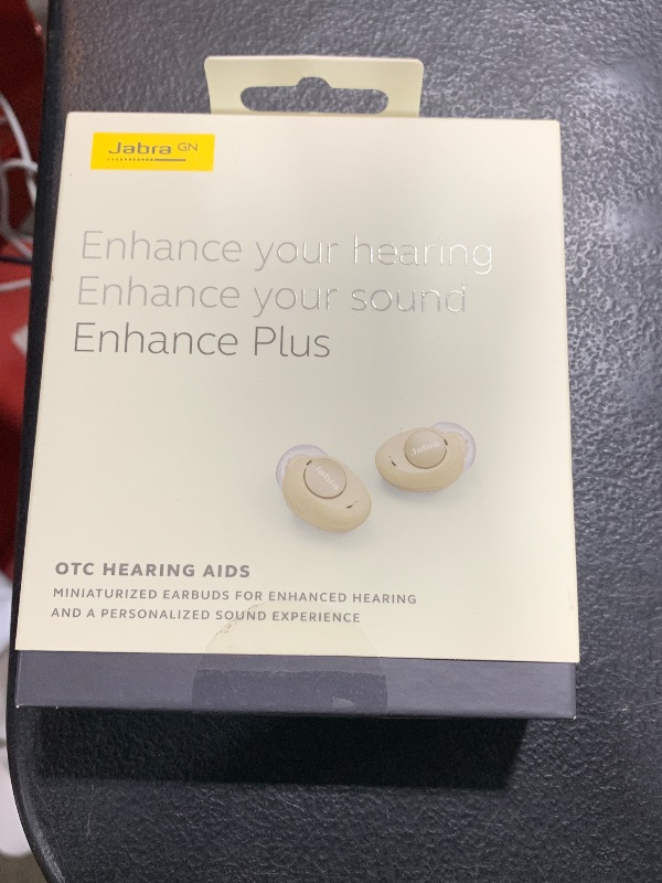 Photo 2 of Jabra Enhance Plus Self-Fitting OTC Rechargeable Hearing Aids for Advanced Hearing Enhancement, Music and Calls – (Incompatible with Android) 4 Mics and Powerful Speakers, Made for iPhone – Gold Beige