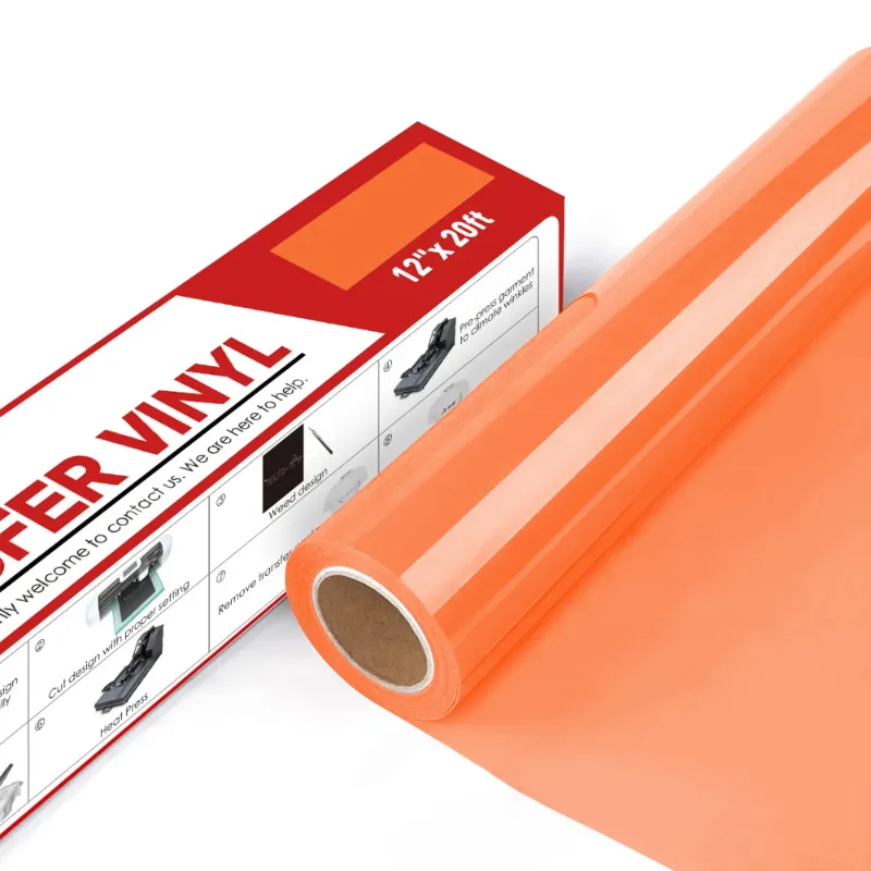 Photo 1 of HTV Heat Transfer Vinyl Rolls White 12inch X 20feet Iron on Vinyl for Cricut & Silhouette Cameo Easy to Cut & Weed for DIY Heat Vinyl Design (Light Orange, 5FT)