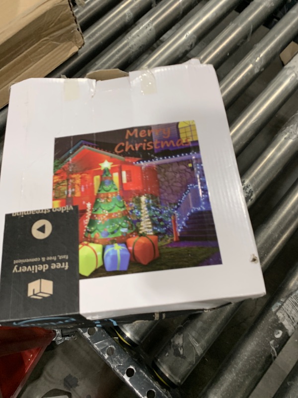 Photo 1 of 6FT Inflatable Christmas Tree Outdoor Decorations with Gift Boxes, Build-in LEDs Xmas Inflatable Tree Blow Up Yard Decor for Holiday Party Lawn Garden