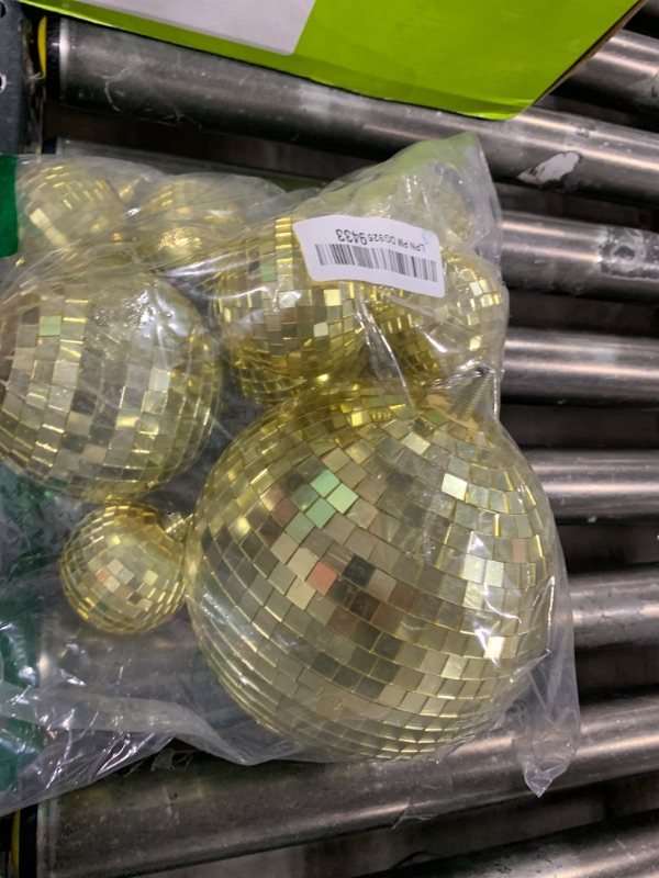 Photo 1 of 12 Pack Disco Ball Mirror Ball with Hanging Ring for Fun Retro Disco Party Decorations Party DJ Lighting Effect Stage Props Game Accessories, 5.91 Inch, 3.94 Inch, 3.15 Inch, 2.36 Inch (Gold)