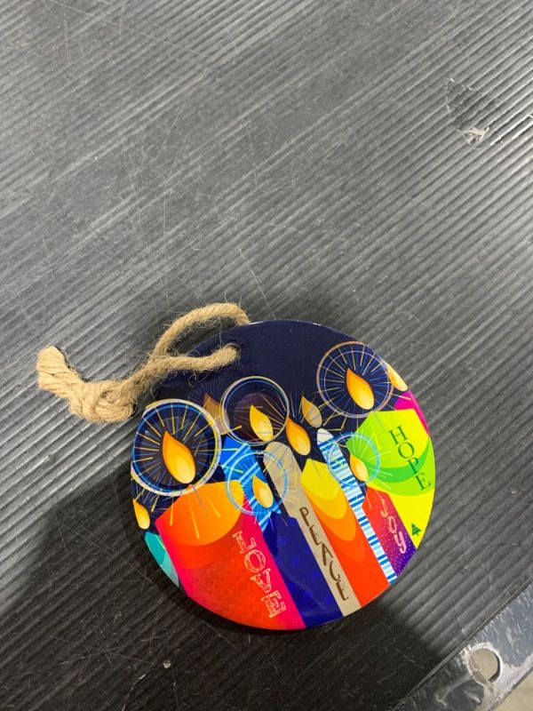 Photo 1 of Christian Christmas Ornament - Candles, 4in Large Ceramic Hanging Christmas Decoration, Makes a Lovely Christian Gift, by Just Cards Direct (Multicolored/Candles)