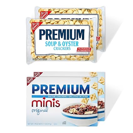 Photo 1 of Premium Saltine Crackers Variety Pack, 2 Bags Oyster Crackers , 2 Boxes Minis Saltine Crackers, 4 Packs
