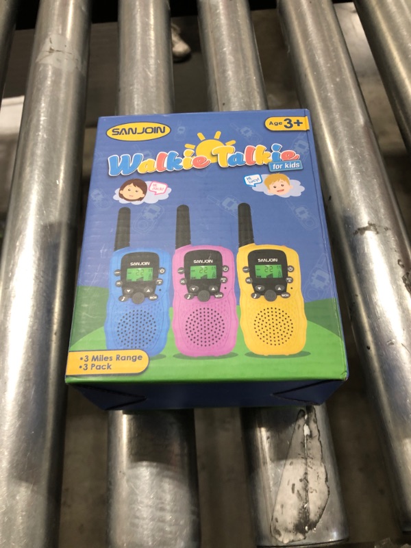 Photo 1 of Walkie Talkies for Kids Toys for Boys Girls 4-6, 3 Miles Range Walkie Talkie to Camping, Outdoor 4 Year Old Girl Birthday Gifts for 3 4 5 6 7 Year Old Boy Girl Gifts Age 6-8 (Blue&Pink&Yellow, 3 Pack)
