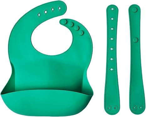 Photo 1 of 100% Food Grade Silicone Baby Bib with Adjustable Waist & Neck Straps, BPA Free, PVC Free, Durable, Large Pocket Food Catcher