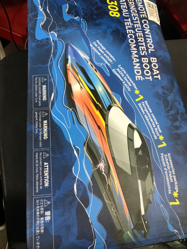 Photo 2 of ALPHAREV Remote Control Boat - R308 32+ KPH Fast RC Boat for Adults & Kids with Portable Suitcase, 2.4Ghz Racing Boat for Pool & Lake, Summer Water Toys, Birthday Gifts for Boys