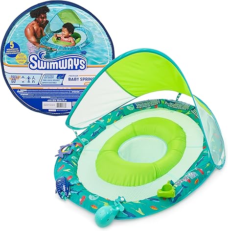 Photo 1 of SwimWays Baby Spring Float Splash N Play, Baby Pool Float with Canopy & UPF Protection, Swimming Pool Accessories for Kids 9-24 Months
