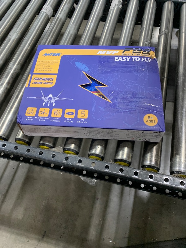 Photo 1 of ANTSIR Remote Control Plane F-22 Raptor, 2.4Ghz Smart Gyroscope RC Airplane with Light Strip, Jet Fighter Toy Gift for Kids Beginner (Blue)