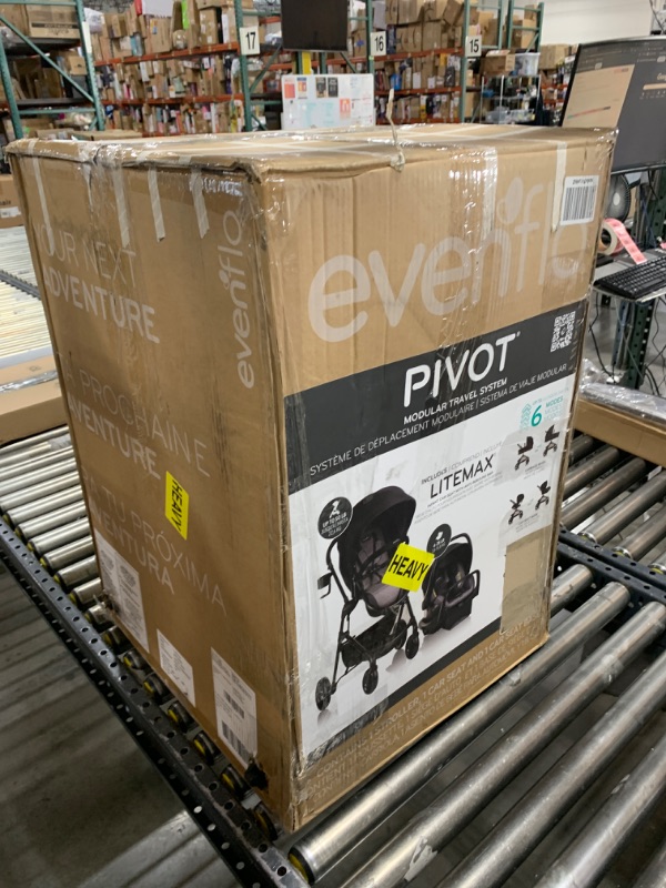 Photo 3 of Evenflo Pivot Modular Travel System with LiteMax Infant Car Seat with Anti-Rebound Bar (Casual Gray)