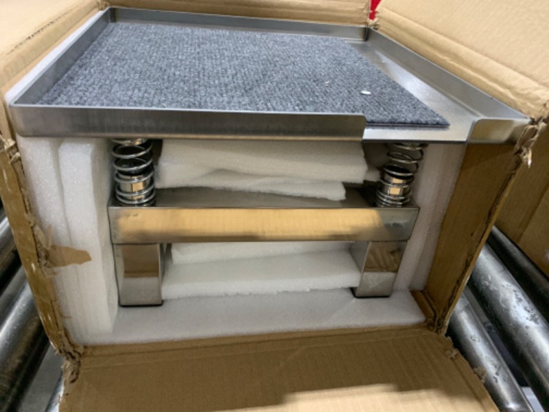 Photo 2 of Concrete Vibration Table 13.8x13.8“ Vibrating Test Bench Model Plaster Shaker with Cloth Mat, Stainless Steel Vibrating Table for Concrete Molds Resin 110V