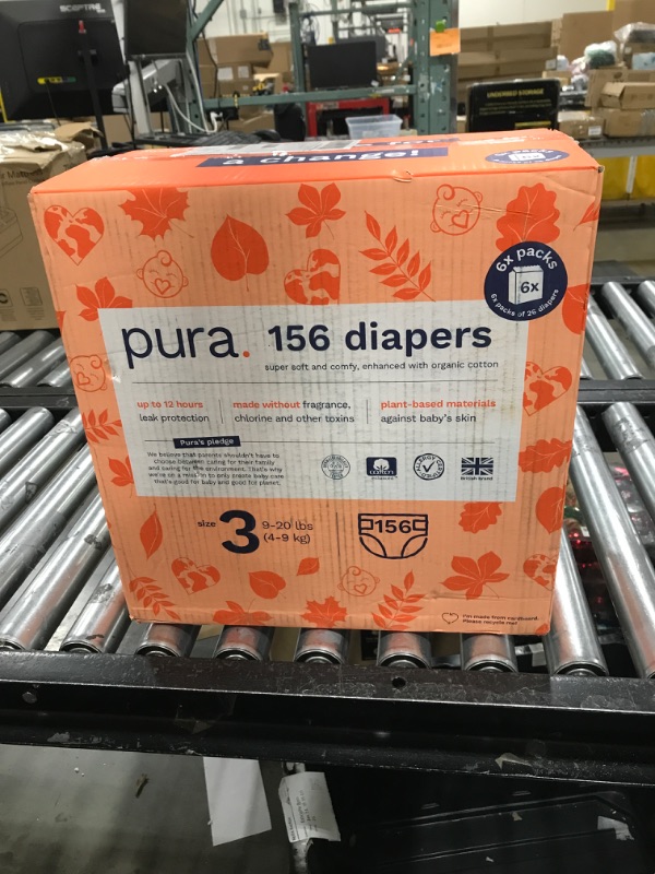 Photo 2 of Pura Size 4 Diapers, 66 Count, Unisex, Organic Cotton, Leak-Free, Plant-Based, Dermatologically Tested, Allergy-Certified, Carbon Neutral, B-Corp