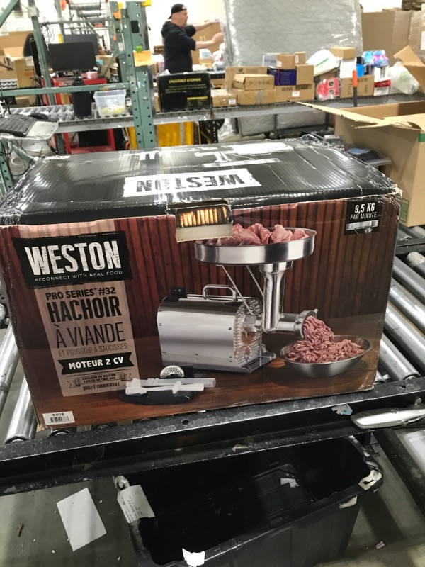 Photo 3 of Weston Pro Series Electric Meat Grinder 7 Sausage Stuffer, Commercial Grade, 1500 Watts, 2 HP, 21lbs. Per Minute, Heavy Duty Stainless Steel (10-3201-W)