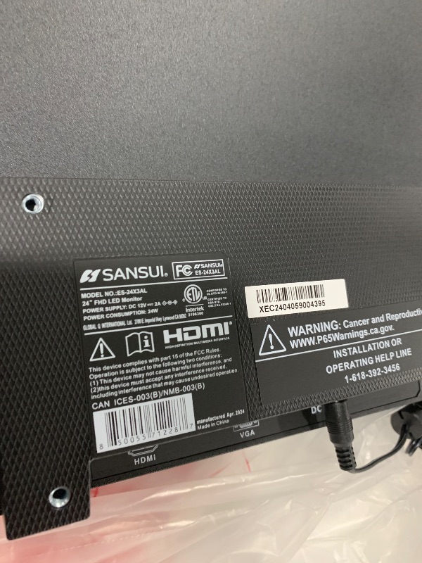 Photo 6 of SANSUI Monitor 24 inch 100Hz IPS 1080P Computer Monitor HDMI VGA HDR Tilt Adjustable/VESA Compatible, for Game and Office (ES-24X3AL HDMI Cable Included)