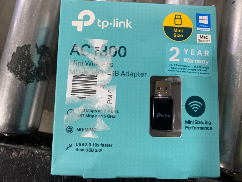 Photo 2 of TP-Link AC1300 USB WiFi Adapter(Archer T3U)- 2.4G/5G Dual Band Wireless Network Adapter for PC Desktop, MU-MIMO WiFi Dongle, USB 3.0, Supports Windows 11, 10, 8.1, 8, 7, XP/Mac OS X 10.9-10.14