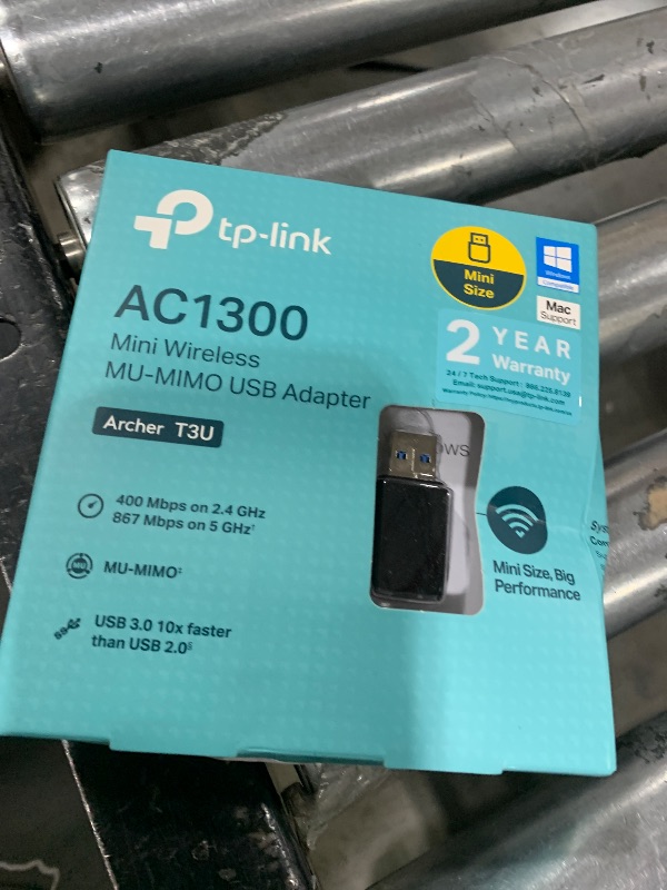 Photo 2 of TP-Link AC1300 USB WiFi Adapter(Archer T3U)- 2.4G/5G Dual Band Wireless Network Adapter for PC Desktop, MU-MIMO WiFi Dongle, USB 3.0, Supports Windows 11, 10, 8.1, 8, 7, XP/Mac OS X 10.9-10.14