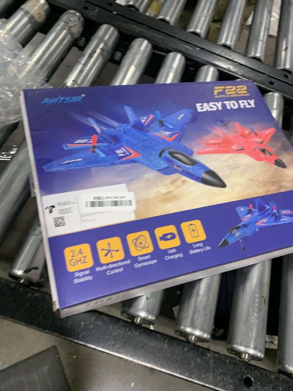 Photo 1 of ANTSIR Remote Control Plane F-22 Raptor, 2.4Ghz Smart Gyroscope RC Airplane with Light Strip, Jet Fighter Toy Gift for Kids Beginner (Red)