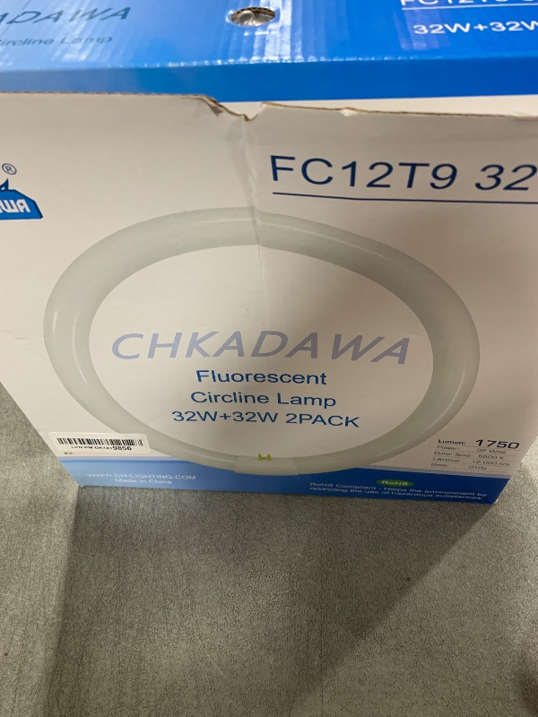 Photo 1 of CHKADAWA FC12T9 32 Watts Circline Light Bulbs Daylight, Circular 12 Inch T9 32W Round Fluorescent Bulb Replacement for Circle Ceiling Fixture Lamp, DL 6500K Tube, G10q 4 Pin Base, 2 Pack