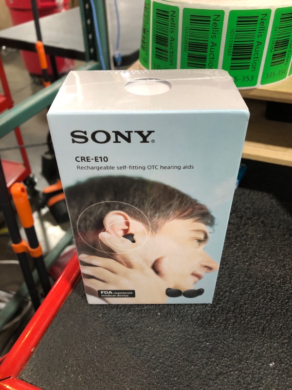 Photo 2 of Sony CRE-E10 Self-Fitting OTC Hearing Aids for Mild to Moderate Hearing Loss, Prescription-Grade Sound Quality, Comfortable Earbud Design, Bluetooth Enabled for iOS, and Rechargeable Battery, Black