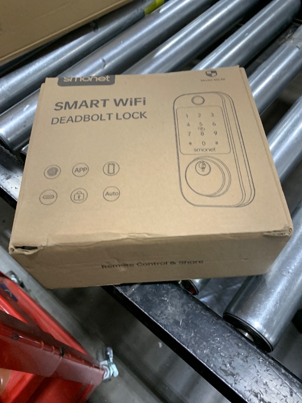 View 2 of Smart WiFi Door Lock Deadbolt: SMONET Keyless Enrty Front Door Alexa Fingerprint Keypad Deadbolt Biometric Digital Electric Touchcreen Bluetooth APP Gateway Remote Control for House, Satin Nickel