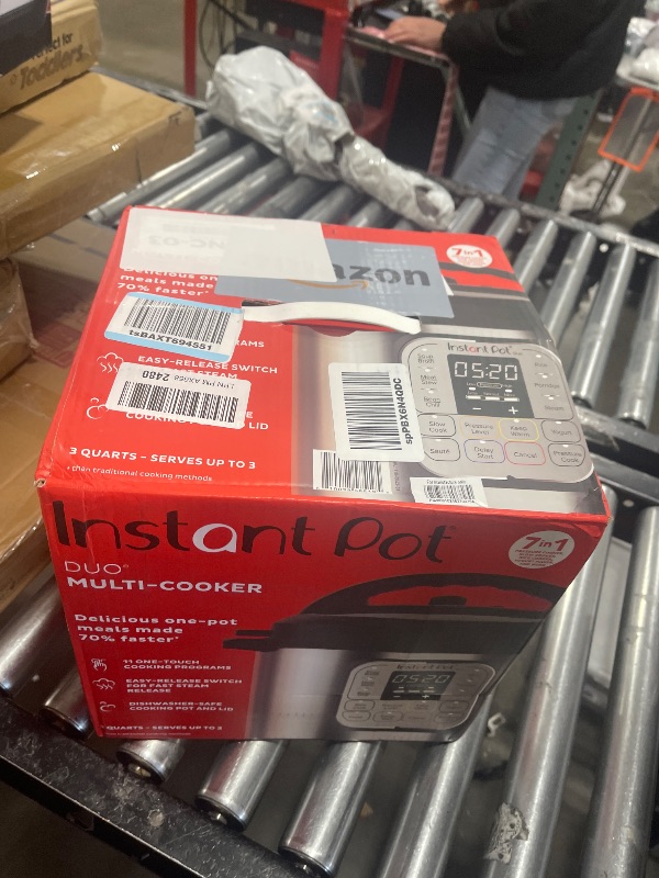 Photo 1 of Instant Pot Duo 7-in-1 Mini Electric Pressure Cooker, Slow Rice Cooker, Steamer, Sauté, Yogurt Maker, Warmer & Sterilizer, Includes Free App with over 1900 Recipes, Stainless Steel, 3 Quart