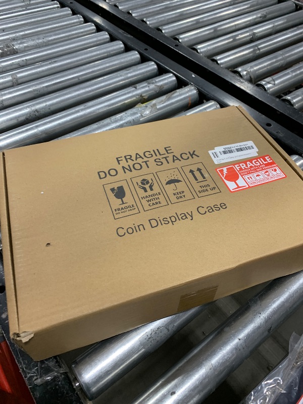 Photo 1 of Challenge Coin Display Case 11x15IN, Military Medal Shadow Box HD Acrylic Glass 2 Groove Shelves, Retro Coin Holder with American Flag for Casino Poker Chips Exquisite Souvenirs