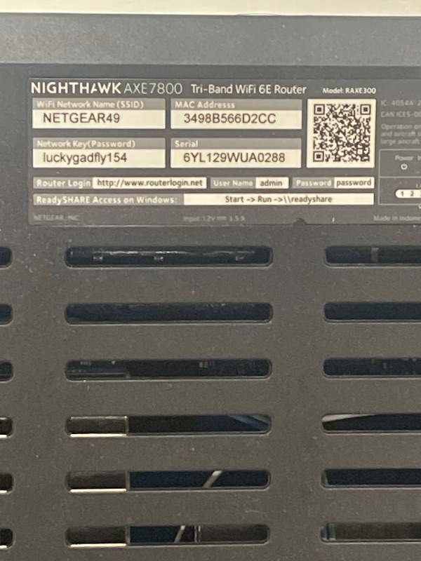 Photo 4 of NETGEAR Nighthawk Tri-Band WiFi 6E Router (RAXE300) - Security Features, AXE7800 Wireless Gigabit Speed (Up to 7.8Gbps), New 6GHz Band, 8-Streams Cover up to 2,500 sq. ft., 40 Devices