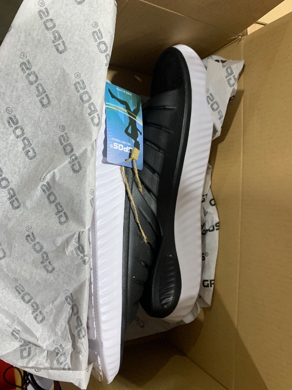 Photo 1 of GPOS Womens Recovery Slides Sandals with Orthotic Plantar Fasciitis Relief Comfortable Athletic ladies Sandals with Thick Cushion Sole for Indoor Outdoor Black White Size 12