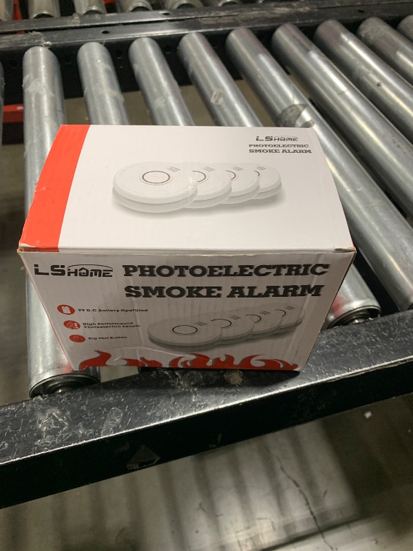 Photo 1 of LSHOME 4 Pack Smoke Detector Fire Alarms 9V Battery Operated Photoelectric Sensor Smoke Alarms Easy to Install with Light Sound Warning, Test Button,9V Battery Included Fire Safety For home (GS526A-4)