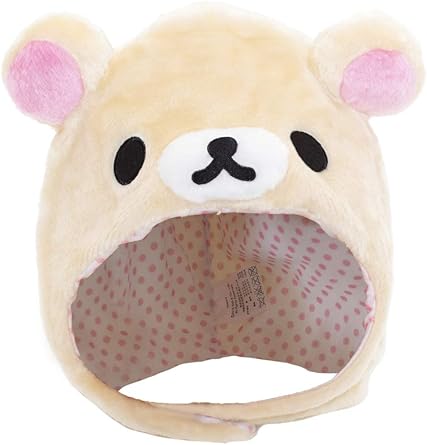 Photo 1 of SAZAC San-X Licensed Rilakkuma Animel Beanie Fluffy Beanie Cap Soft Warm Winter Head wear (Korilakkuma-Ivory)
