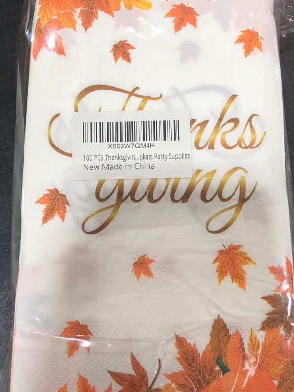 Photo 1 of 100 PCS Thanksgiving Napkins, 4.3 x 7.8 IN Thanksgiving Paper Napkins, Disposable Fall Napkins Dinner Napkins Thanksgiving Table Decorations Maple Leaves Fall Luncheon Napkins Party Supplies