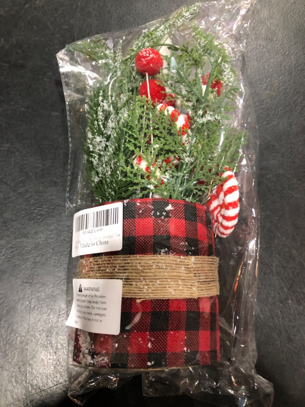 Photo 1 of 11.8 Inch Christmas Tabletop Centerpiece Decoration Mini Artificial Christmas Potted Table Tree with Plush Deer and Balls Ornaments for Home Kitchen Office Mantel Holiday Decor