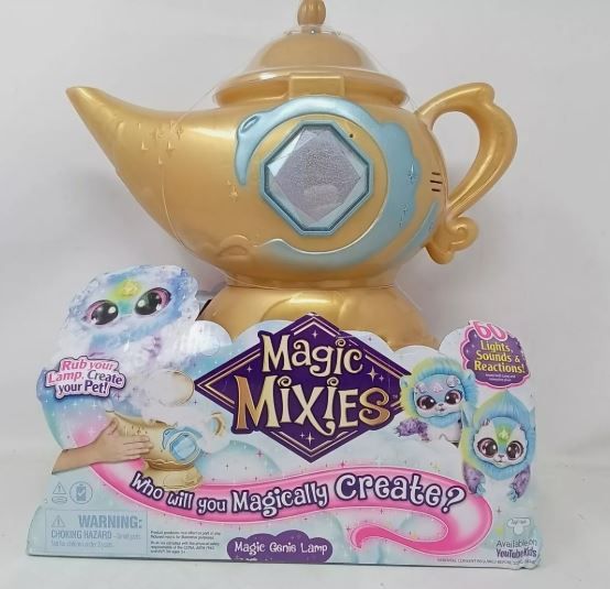 Photo 1 of Magic Mixies Magic Genie Lamp with Interactive 8" Toy and 60+ Sounds & Reactions. Unlock a Magic Ring and Reveal a Pink Genie from The Real Misting Lamp. Gifts for Kids, Ages 5+
