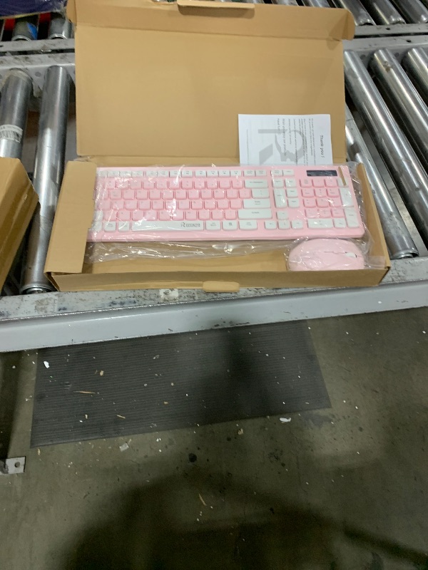 Photo 1 of Wireless Keyboard and Mouse Combo, Reccazr 2.4G Full-Sized Keyboard and Mouse Cordless, 3 DPI Adjustable Mouse, Dual-System Keyboard for Computer/Laptop/Windows/Mac (Pink & White)