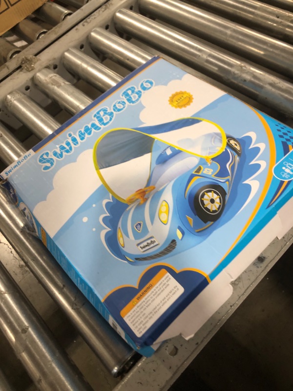 Photo 1 of Swimbobo Toddler Pool Float Inflatable Car Baby Swim Float with Adjustable Sun Canopy and Safety Seat Pool Toys for Kids 1-4 Years Old (Blue Sports Car)