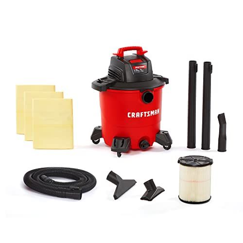 Photo 1 of 9 Gallon 4.25 Peak HP Wet/Dry Shop Vacuum with 3 Dust Bags and Attachments
