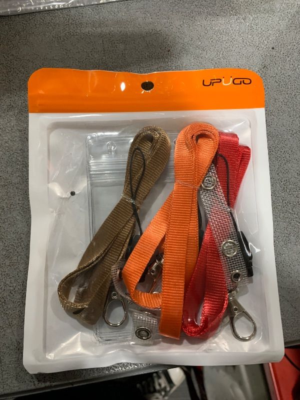 Photo 2 of 3 Pack Neck Lanyard with ID Badge Holder, Office Strap Lanyards, Stainless Metal Swivel Hook for Name Tag, Badge Holders, Keychains, Card, Red, Orange, Brown